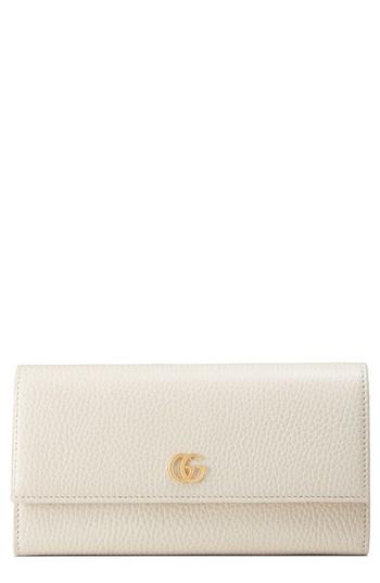 Women's Gucci Petite Marmont Leather Continental Wallet - White