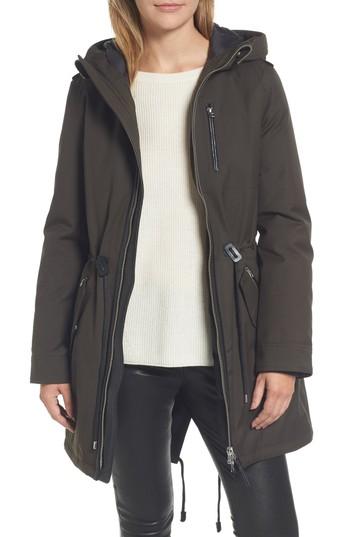 Women's Mackage Rada-sp Hooded Raincoat With Removable Down Liner - Green