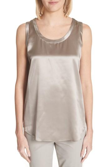 Women's Lafayette 148 New York Perla Reversible Silk Blouse - Grey