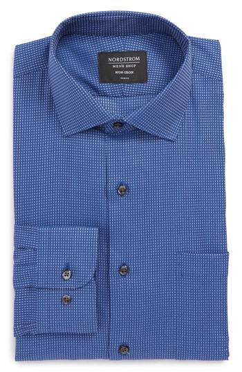 Men's Nordstrom Men's Shop Trim Fit Non-iron Dot Dress Shirt .5 - 32/33 - Blue