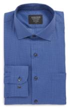 Men's Nordstrom Men's Shop Trim Fit Non-iron Dot Dress Shirt .5 - 32/33 - Blue