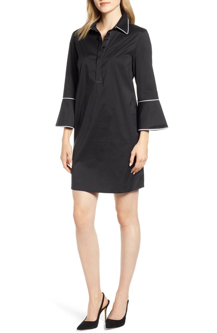 Women's Ming Wang Bell Sleeve Shift Dress - Black