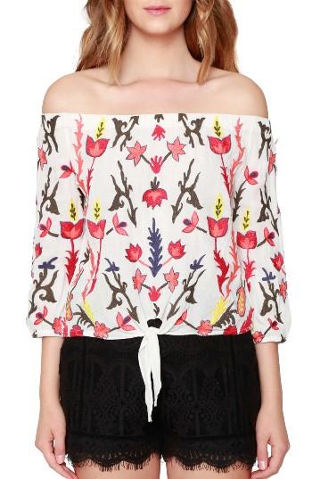 Women's Willow & Clay Embroidered Off The Shoulder Top - Ivory