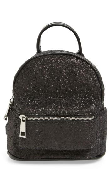 Street Level Glitter Zip Backpack - Black