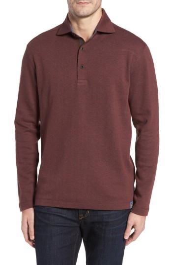 Men's Thaddeus Reiner Herringbone Long Sleeve Polo - Red