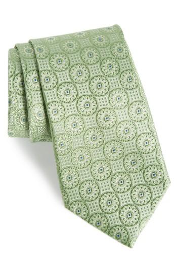 Men's Nordstrom Men's Shop Kaymer Medallion Silk Tie, Size - Green