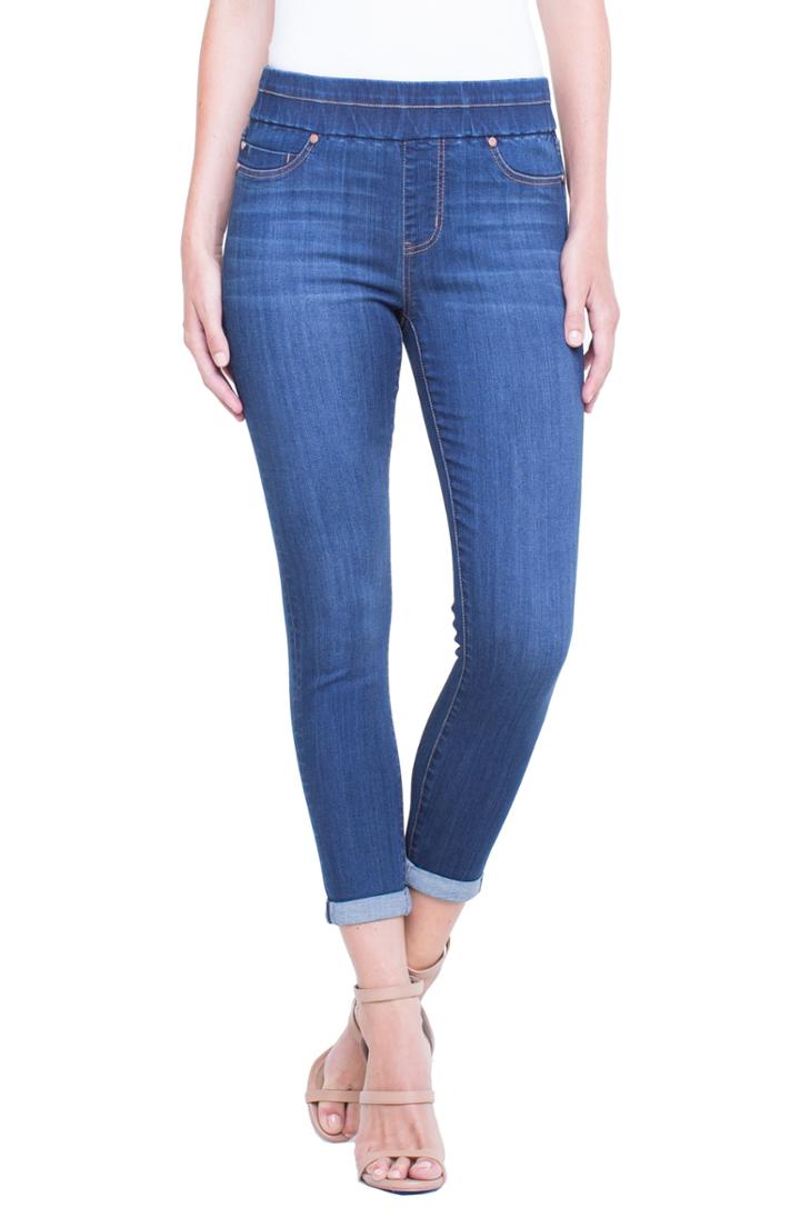Women's Liverpool Zoe Pull-on Rolled Cuff Crop Jeans - Blue