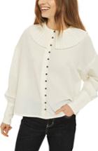 Women's Topshop Pleated Collar Shirt Us (fits Like 0) - Ivory