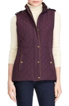 Women's Lauren Ralph Lauren Faux Leather Trim Quilted Vest - Purple