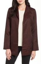 Women's Eileen Fisher Silk Blend Jacquard Jacket - Burgundy