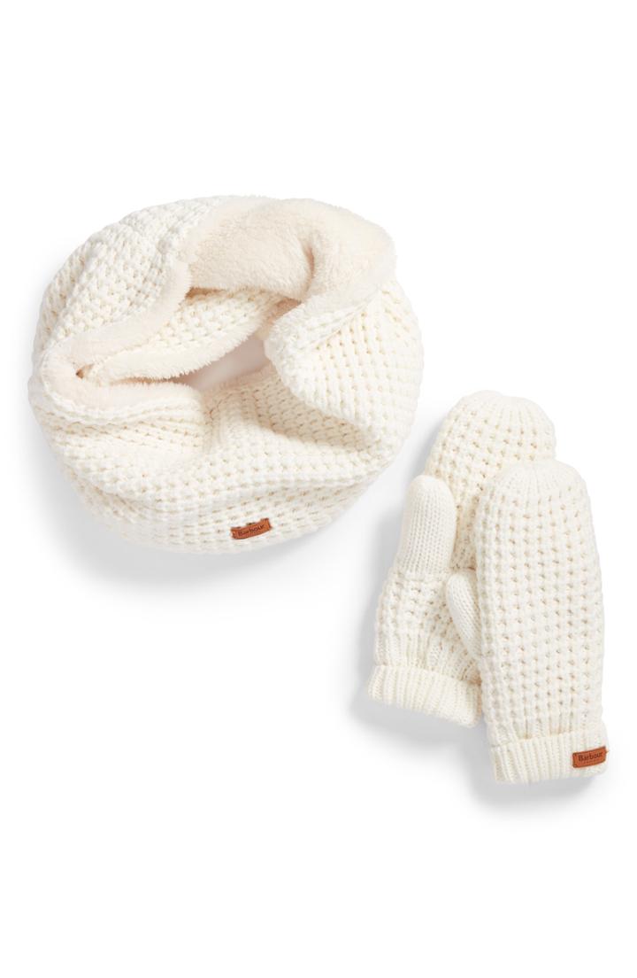 Women's Barbour Fleece Lined Snood & Mittens Set -