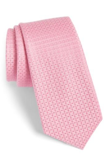 Men's Calibrate Gower Check Cotton & Silk Tie, Size - Pink