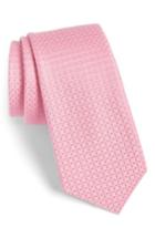 Men's Calibrate Gower Check Cotton & Silk Tie, Size - Pink