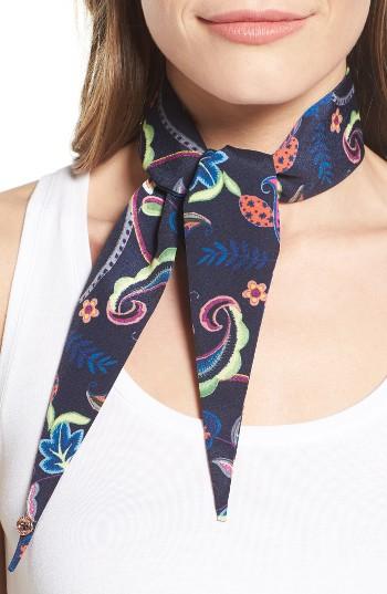 Women's Ted Baker London Folk Foliage Skinny Scarf, Size - Blue