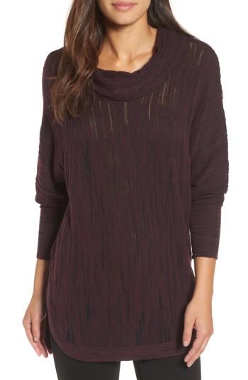 Petite Women's Nic + Zoe Cowl Neck Open Stitch Sweater, Size P - Red