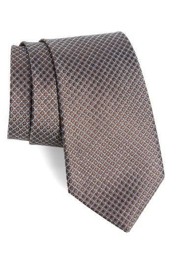 Men's Nordstrom Men's Shop Decent Neat Geometric Silk Tie, Size - Brown