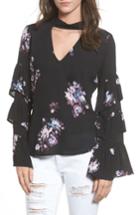 Women's Bp. Ruffle Sleeve Choker Top, Size - Black