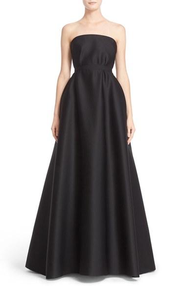 Women's Reem Acra Strapless Drape Bodice Perforated Scuba Gown