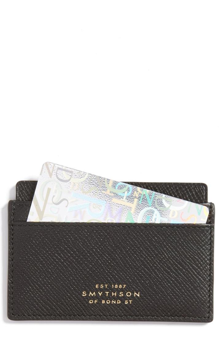 Smythson 'panama' Leather Card Case - Black