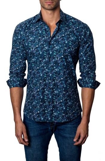 Men's Jared Lang Floral Print Sport Shirt - Blue