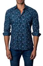 Men's Jared Lang Floral Print Sport Shirt - Blue