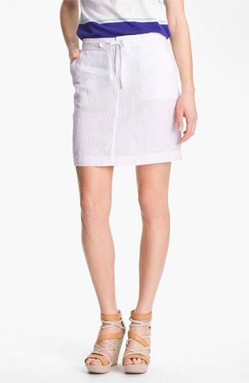 Caslon Drawstring Linen Skirt White