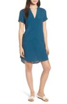 Women's Split Neck Shift Dress, Size - Blue