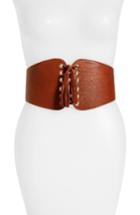 Women's Raina Santiago Leather Corset Belt, Size - Cognac