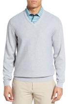 Men's Bobby Jones Pique Jersey V-neck Sweater, Size - Grey