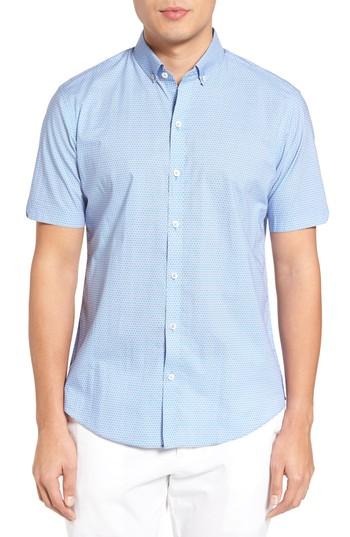 Men's Zachary Prell Parker Trim Fit Print Sport Shirt - Blue/green