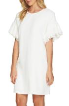 Women's Cece Tiered Pleated Crepe Shift Dress - Ivory