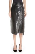 Women's Alexander Mcqueen Snake Embossed Leather Wrap Skirt Us / 36 It - Black