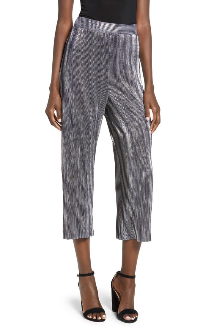 Women's Love, Fire Metallic Mini Pleat Gaucho Crop Pants