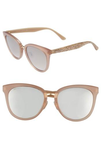 Women's Jimmy Choo Cadefs 55mm Sunglasses - Nude Glitter Nude
