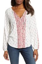 Women's Lucky Brand Scarf Print Blouse - Red