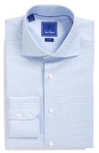 Men's David Donahue Trim Fit Houndstooth Dress Shirt 34/35 - Blue