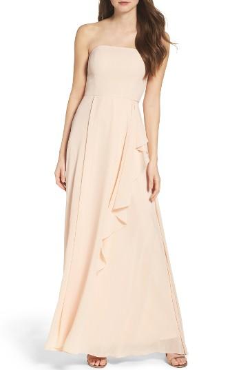 Women's Lulus Chiffon Strapless Maxi Dress - Pink