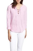 Women's Sanctuary Tommie Lace-up Stripe Shirt - Pink