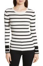 Women's Theory Stripe Rib Crewneck Pullover, Size - Ivory