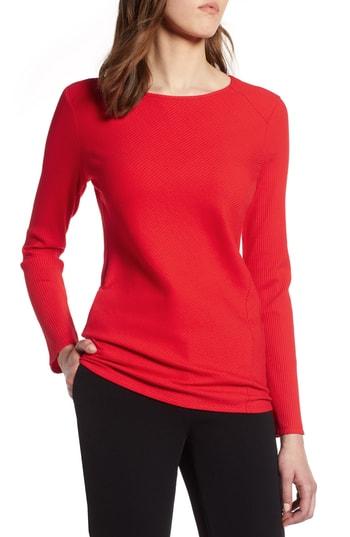 Women's Halogen Long Sleeve Knit Cotton Tee - Red