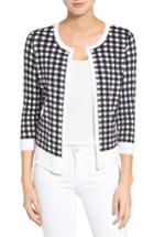 Petite Women's Halogen Three Quarter Sleeve Crewneck Cardigan, Size P - Black