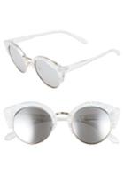 Women's Bp. 46mm Round Cat Eye Sunglasses - Marble Clear/ Silver