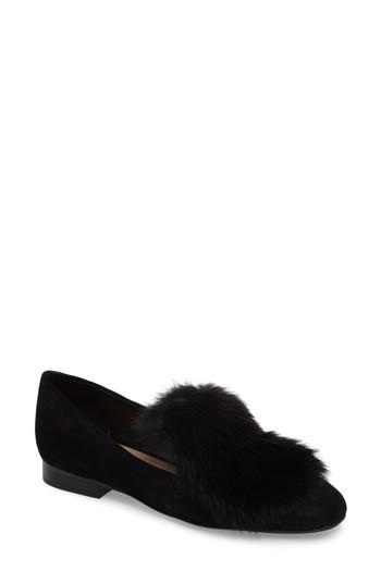 Women's Donald J Pliner Lillian Genuine Rabbit Fur Loafer .5 M - Black