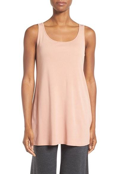 Women's Eileen Fisher Long Silk Tank, Size - Beige