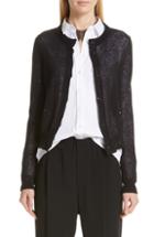 Women's Brunello Cucinelli Sequin Linen & Silk Crop Cardigan - Black