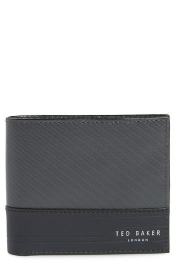 Men's Ted Baker London Calmer Carbon Fiber Leather Wallet - Grey