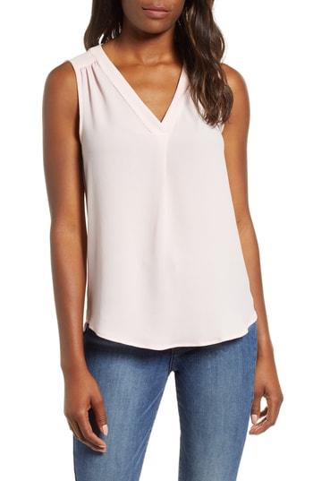 Women's Gibson Stretch Crepe Split Neck Sleeveless Blouse - Pink