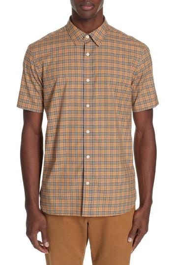 Men's Burberry Edward Short Sleeve Shirt - Yellow