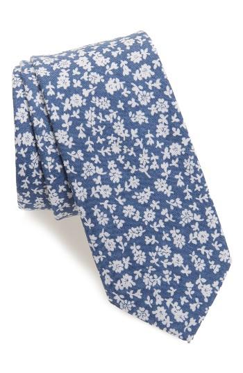 Men's 1901 Floral Print Cotton Tie, Size - Blue