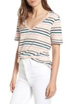 Women's Splendid Sunset Stripe V-neck Tee - Pink